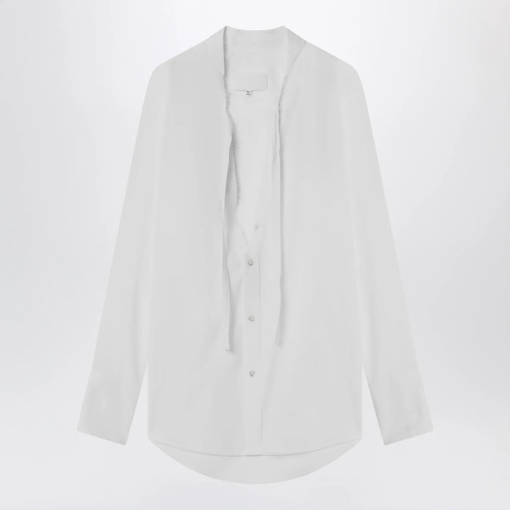 Maison Margiela - Deep V-neck cotton poplin shirt in white Brand Apparel &amp; Accessories > Clothing > Shirts &amp; Tops 40  IT