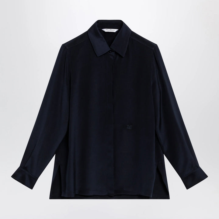 Max Mara - Navy blue silk shirt Brand Apparel &amp; Accessories > Clothing > Shirts &amp; Tops