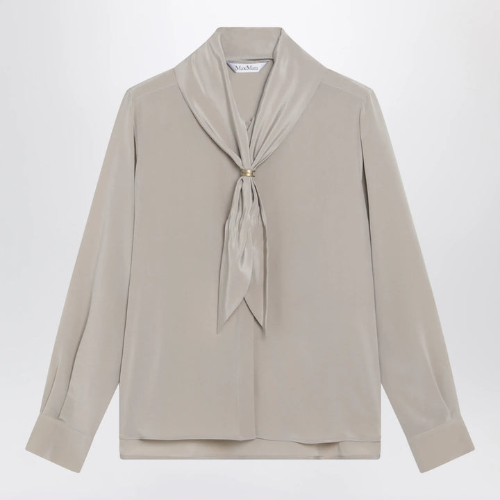 Max Mara - Rock beige silk blouse with scarf Brand Apparel &amp; Accessories > Clothing > Shirts &amp; Tops 40  IT