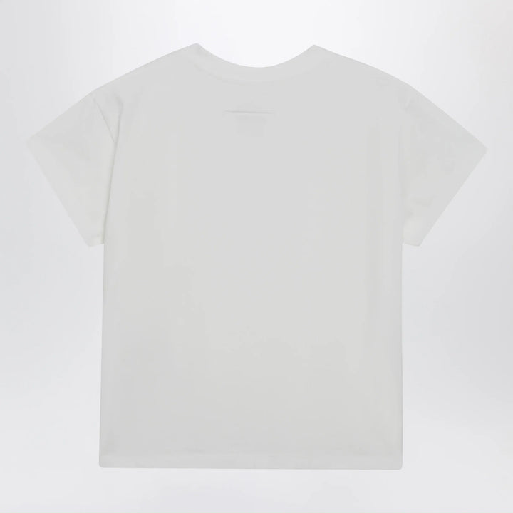 MM6 Maison Margiela - Off-white cotton jersey T-shirt with numeric embroidery Brand Apparel &amp; Accessories > Clothing > Shirts &amp; Tops