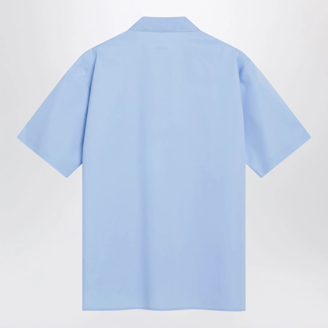 MM6 Maison Margiela - Short-sleeve poplin shirt with reinforcements, light blue Brand Apparel &amp; Accessories > Clothing > Shirts &amp; Tops