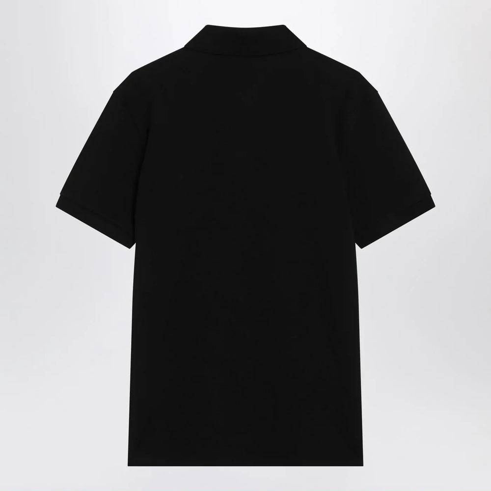 Moncler - Black cotton piqué polo shirt with logo Brand Apparel & Accessories > Clothing > Shirts & Tops