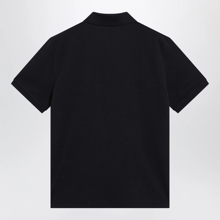 Moncler - Blue cotton polo shirt with triple crest logo patch Brand Apparel &amp; Accessories > Clothing > Shirts &amp; Tops