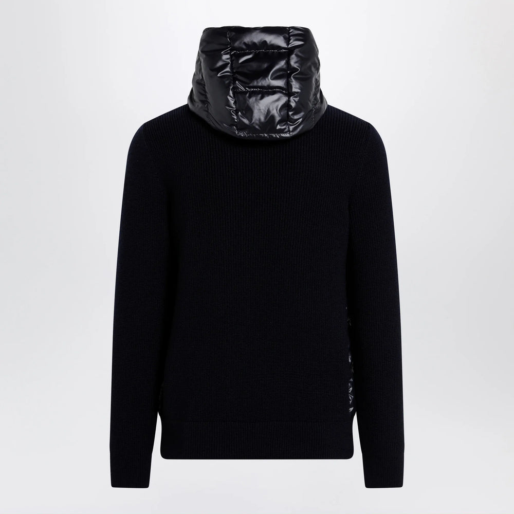 Moncler - Blue padded wool zip-up hoodie Brand Apparel & Accessories > Clothing > Shirts & Tops