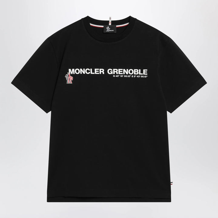 Moncler Grenoble - Black T-shirt with logo print Brand Apparel &amp; Accessories > Clothing > Shirts &amp; Tops S