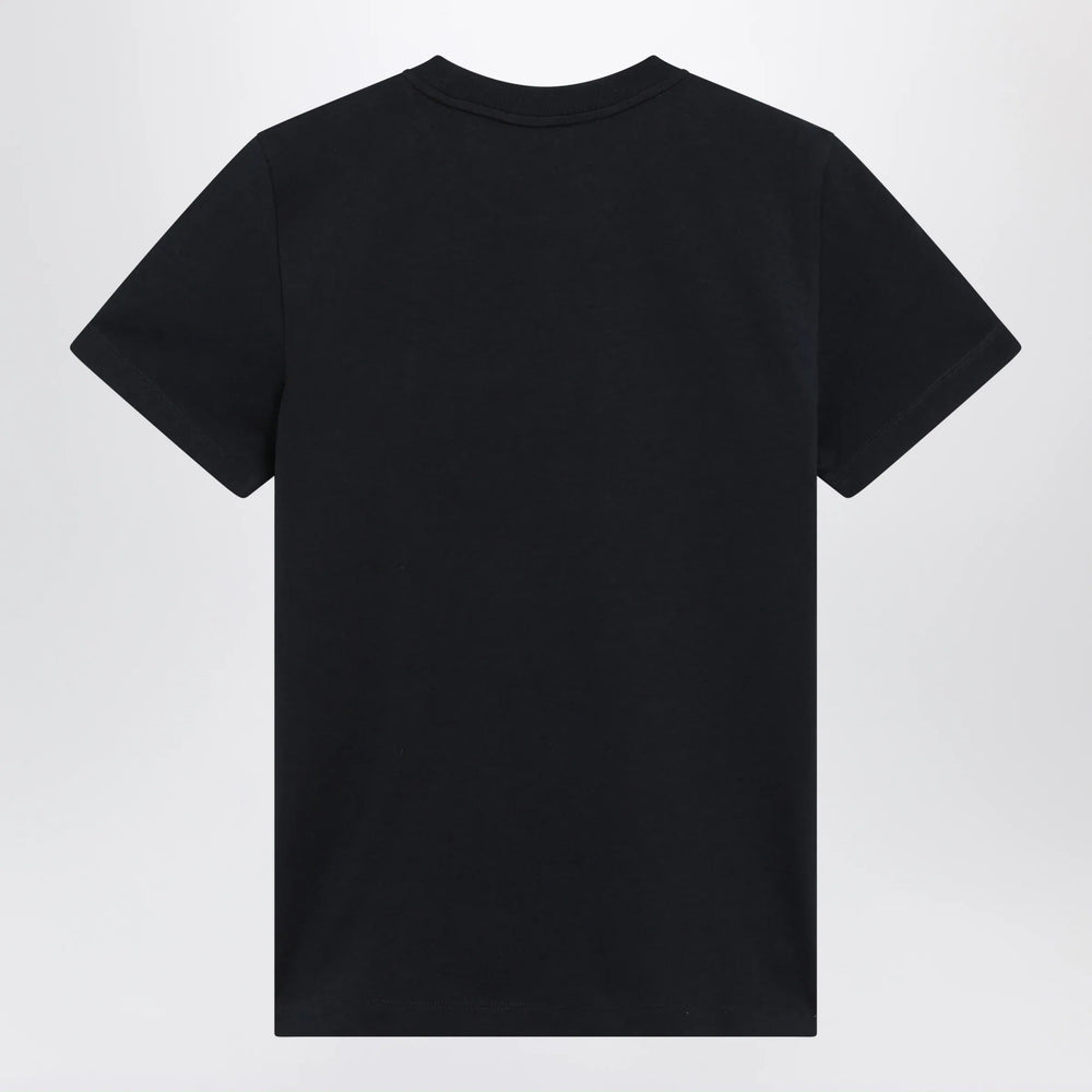 Moncler - Navy blue T-shirt with logo embroidery Brand Apparel & Accessories > Clothing > Shirts & Tops S