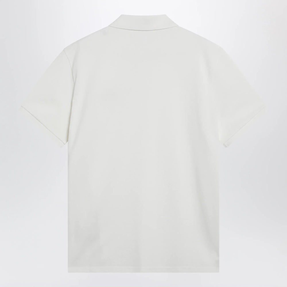 Moncler - White cotton polo shirt with triple crest logo patch Brand Apparel & Accessories > Clothing > Shirts & Tops
