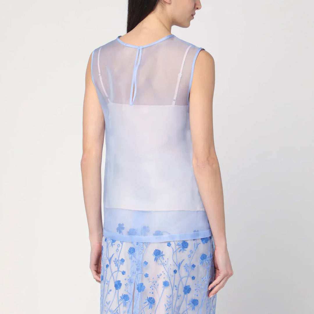 P.A.R.O.S.H. - Sky blue tank top in silk Brand Apparel &amp; Accessories > Clothing > Shirts &amp; Tops M