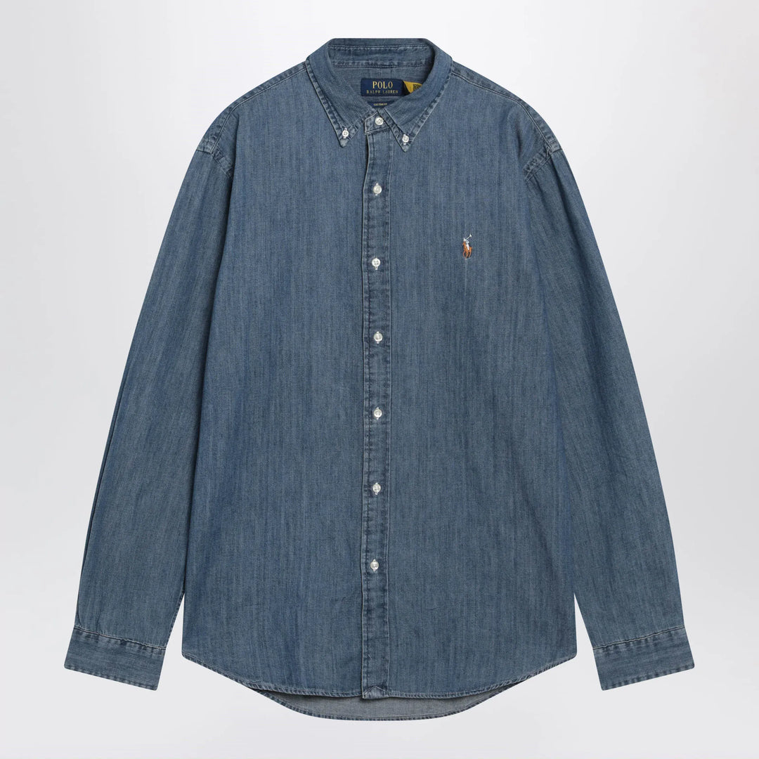 Polo Ralph Lauren - Blue denim Custom-Fit shirt Brand Apparel & Accessories > Clothing > Shirts & Tops S