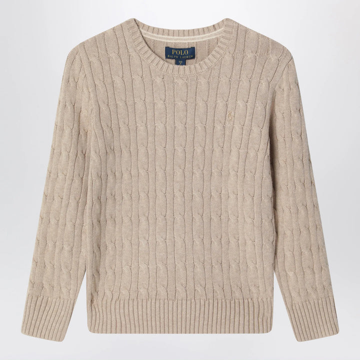 Polo Ralph Lauren - Cable-knit cotton crewneck sweater in tan heather Brand Apparel &amp; Accessories > Clothing > Shirts &amp; Tops M