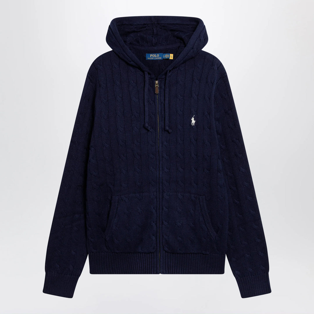 Polo Ralph Lauren - Navy blue cotton cable-knit zip-up cardigan Brand Apparel & Accessories > Clothing > Shirts & Tops S