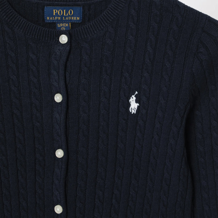 Polo Ralph Lauren - Navy blue fine cable-knit cotton cardigan Brand Apparel &amp; Accessories > Clothing > Shirts &amp; Tops