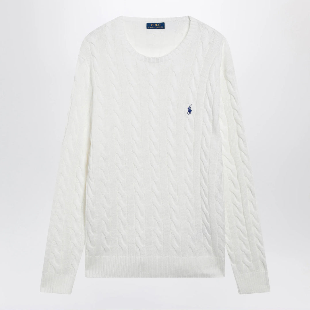 Polo Ralph Lauren - White cable-knit cotton sweater Brand Apparel &amp; Accessories > Clothing > Shirts &amp; Tops S