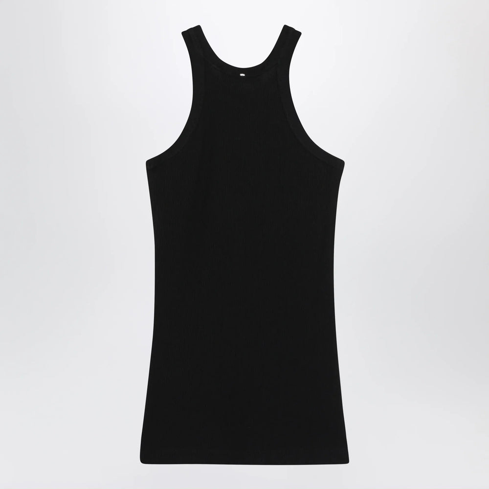 Sportmax - Ribbed cotton and silk halterneck tank top in black Brand Apparel & Accessories > Clothing > Shirts & Tops