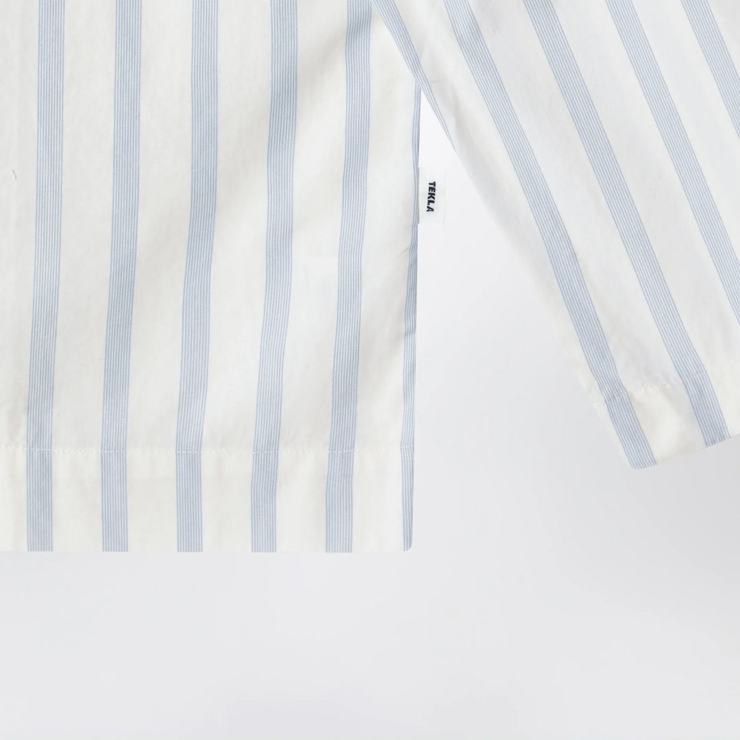 Tekla - White pajama shirt with light blue stripes Brand Apparel &amp; Accessories > Clothing > Shirts &amp; Tops