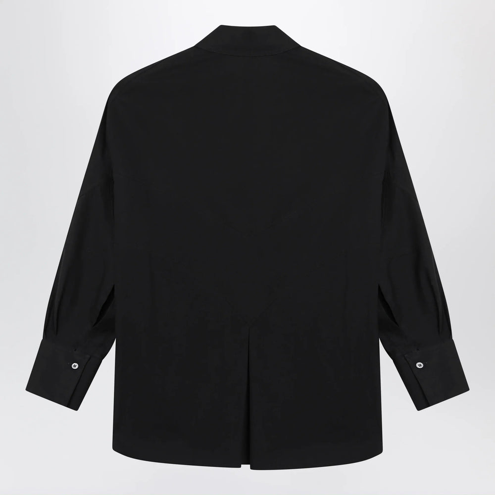 The Attico - Black cotton shirt with logo Brand Apparel & Accessories > Clothing > Shirts & Tops