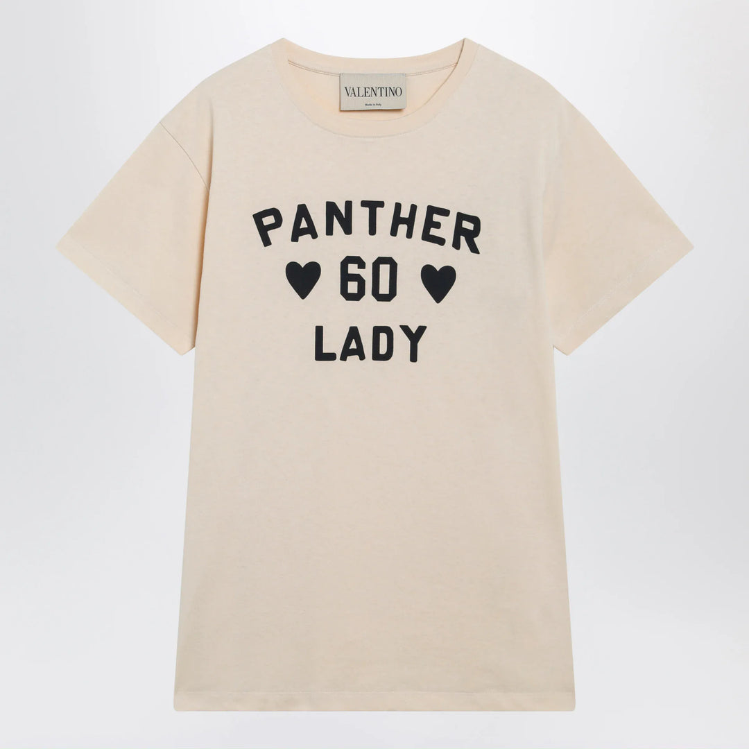 Valentino - Panther Lady cotton jersey T-shirt in birch/black Brand Apparel & Accessories > Clothing > Shirts & Tops XS