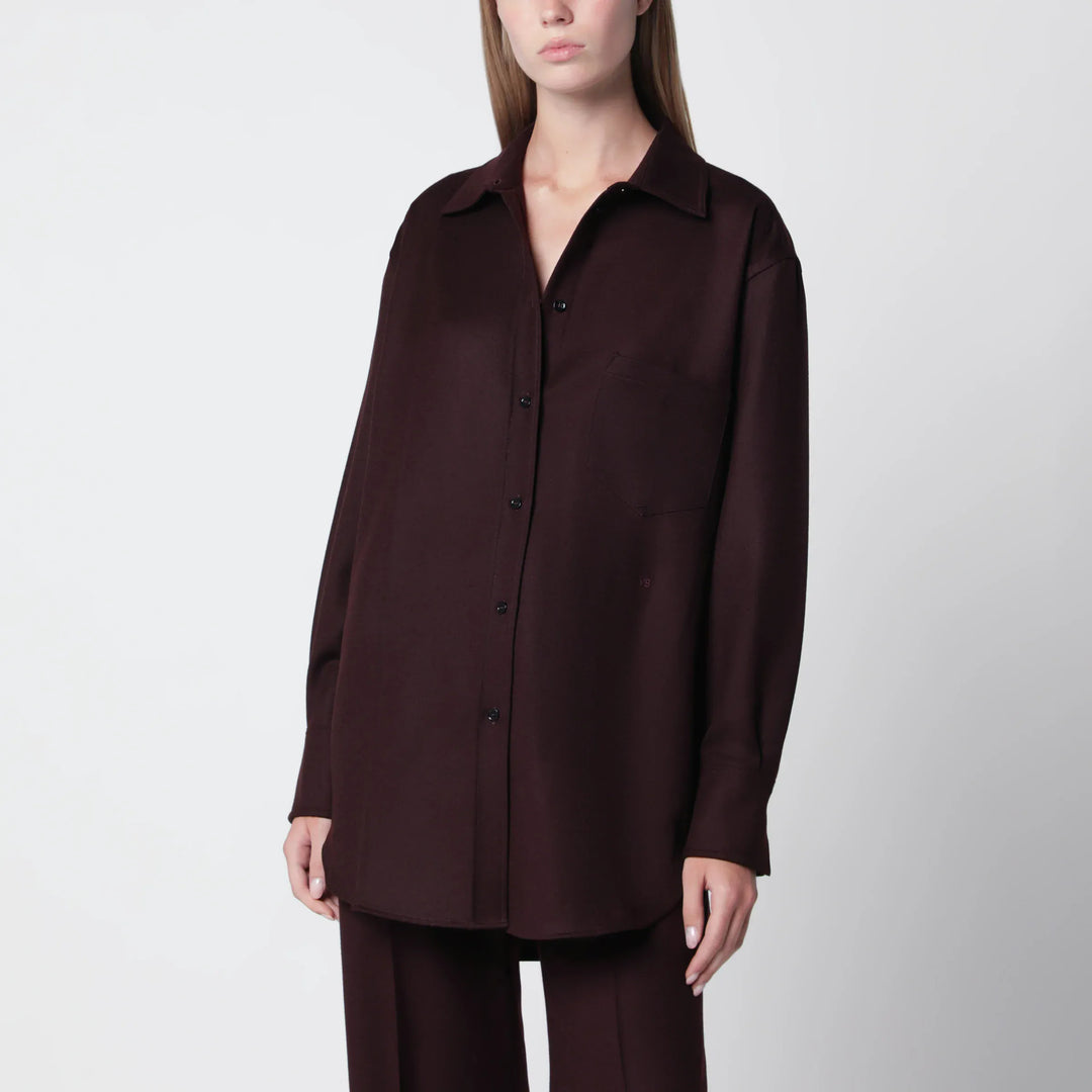Victoria Beckham - Virgin wool flannel shirt in acai Brand Apparel &amp; Accessories > Clothing > Shirts &amp; Tops 6 UK