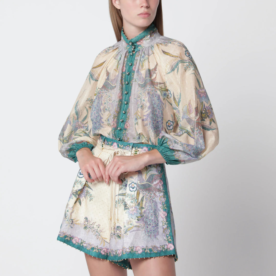 ZIMMERMANN - Cream cotton and silk Indra shirt Brand Apparel & Accessories > Clothing > Shirts & Tops 1