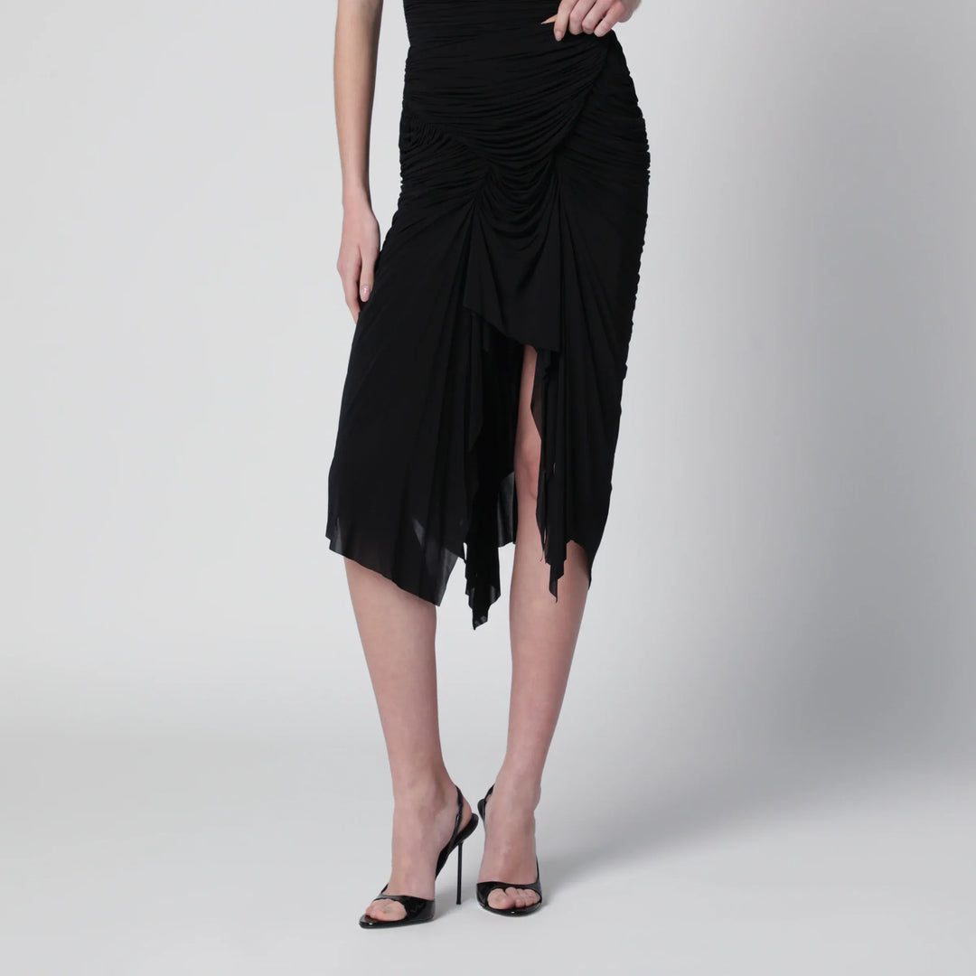 Francesco Murano - Black draped skirt with front slit Brand Apparel & Accessories > Clothing > Skirts 40  IT