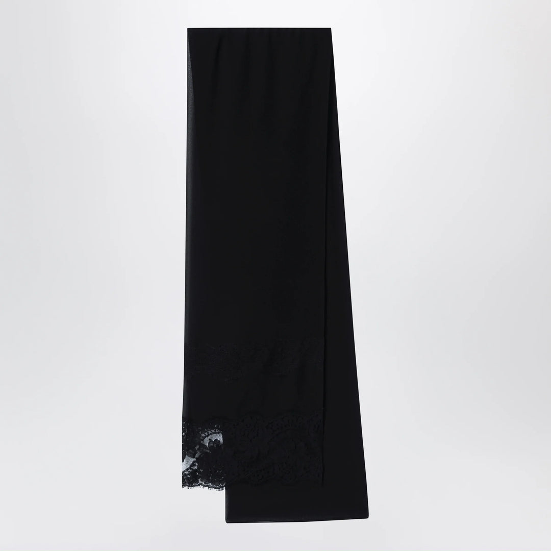Dolce&amp;Gabbana - Black silk and lace stole with floral embroidery Brand Apparel &amp; Accessories TU