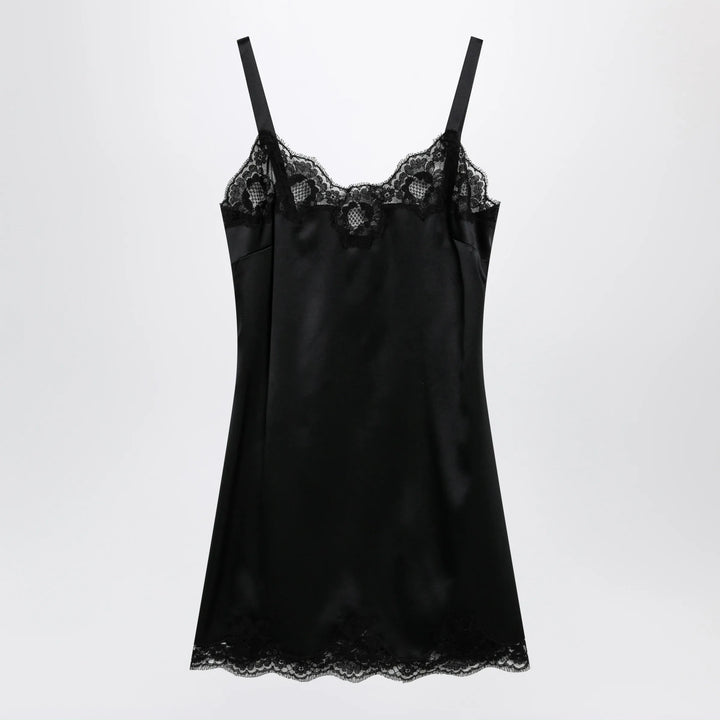 Dolce&amp;Gabbana - Black silk satin slip with lace trim Brand Apparel &amp; Accessories 1