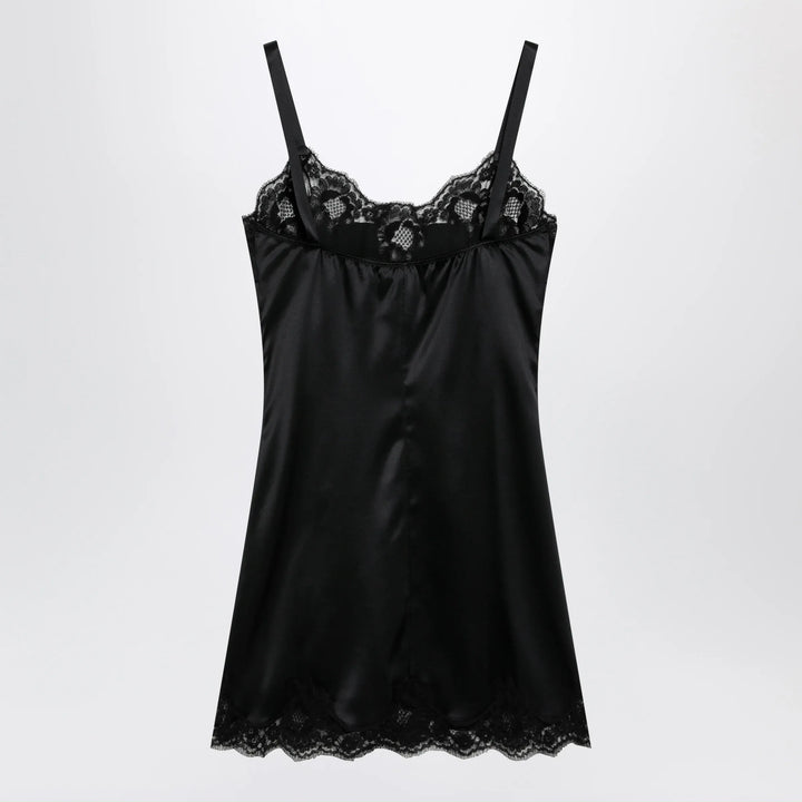 Dolce&amp;Gabbana - Black silk satin slip with lace trim Brand Apparel &amp; Accessories