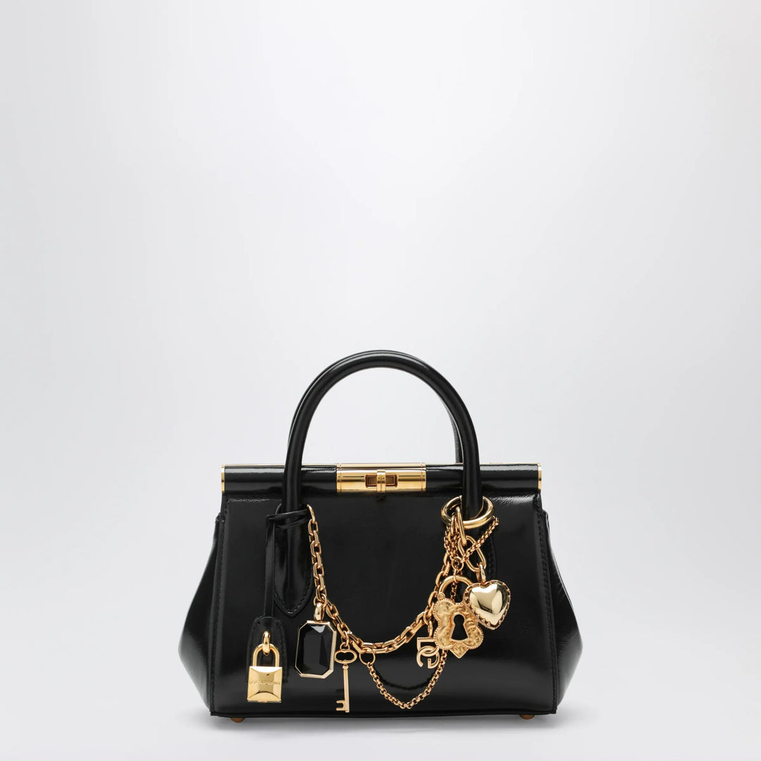 Dolce&amp;Gabbana - Marlene mini day handbag with charms in black calfskin Brand Apparel &amp; Accessories TU