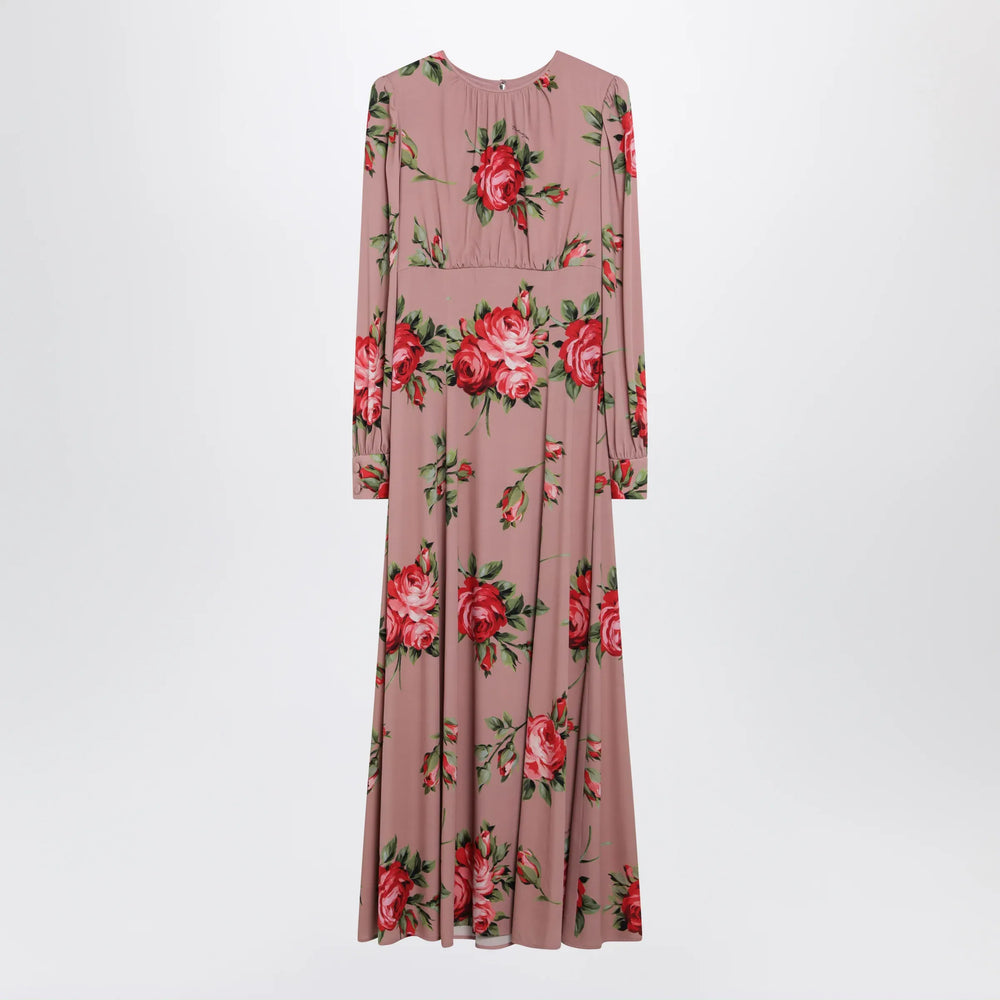Dolce&Gabbana - Pink crêpe dress with Bouquet print by Dolce & Gabbana Brand Apparel & Accessories 40  IT