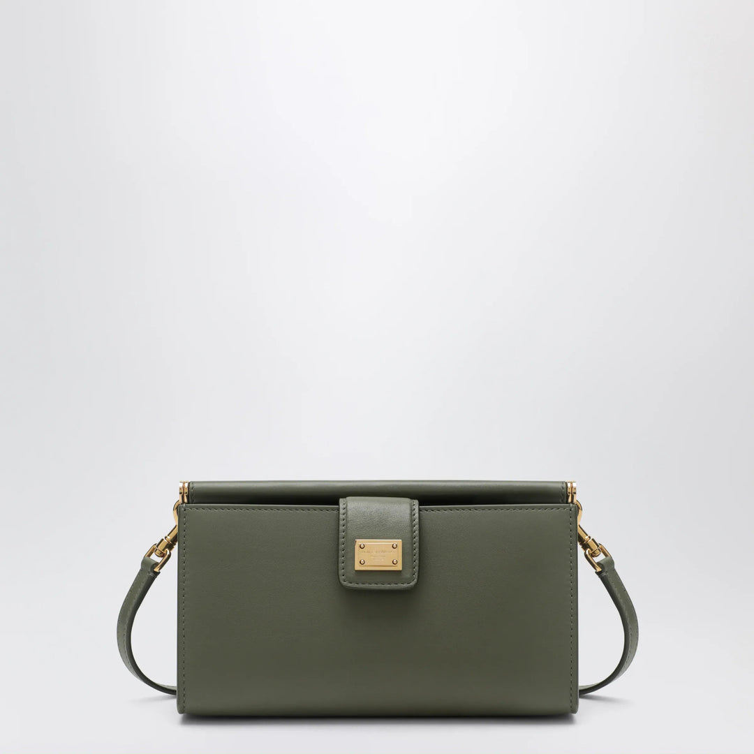 Dolce&amp;Gabbana - Plongé calfskin phone bag in military green Brand Apparel &amp; Accessories TU