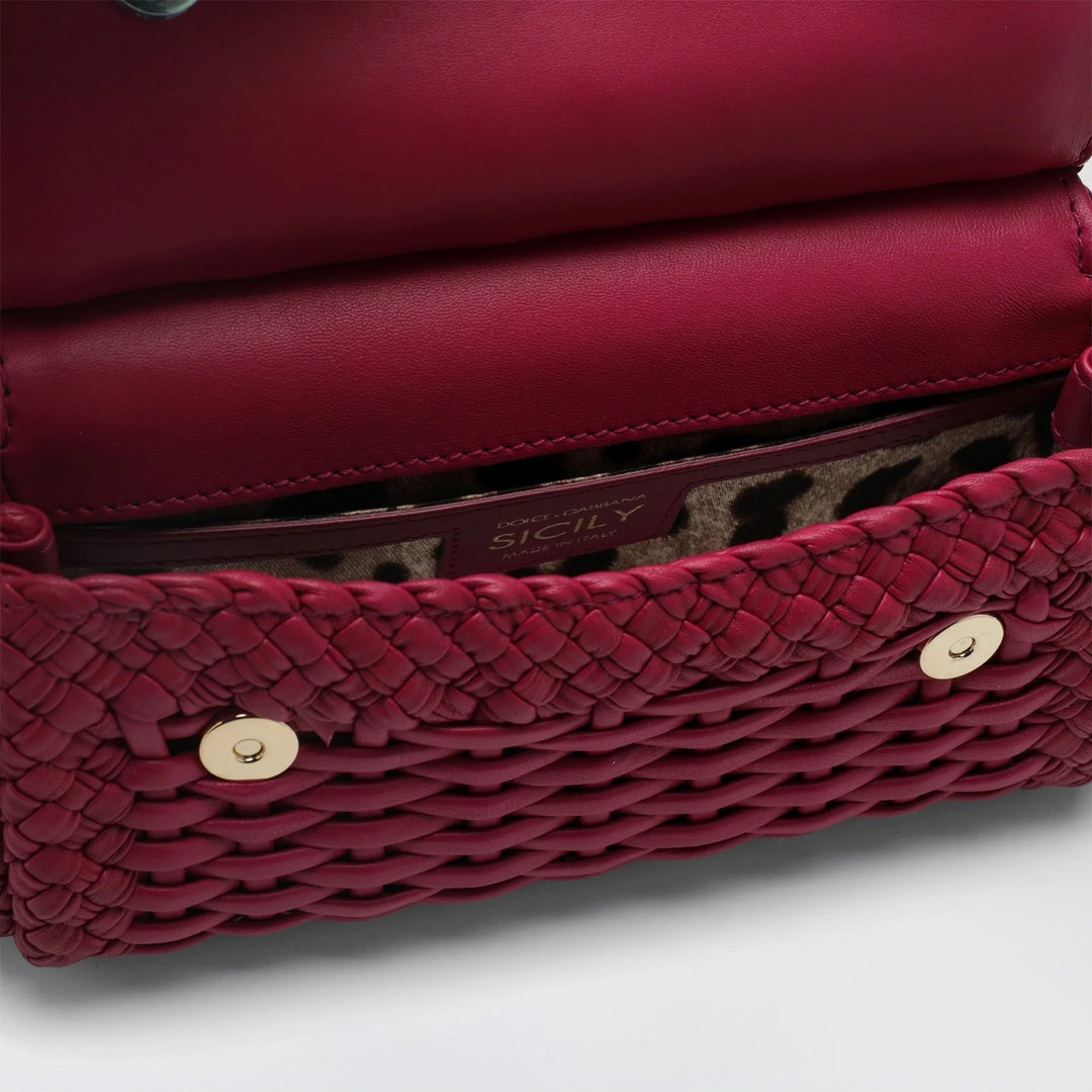 Dolce&amp;Gabbana - Sicily mini woven nappa leather bag in hibiscus Brand Apparel &amp; Accessories TU