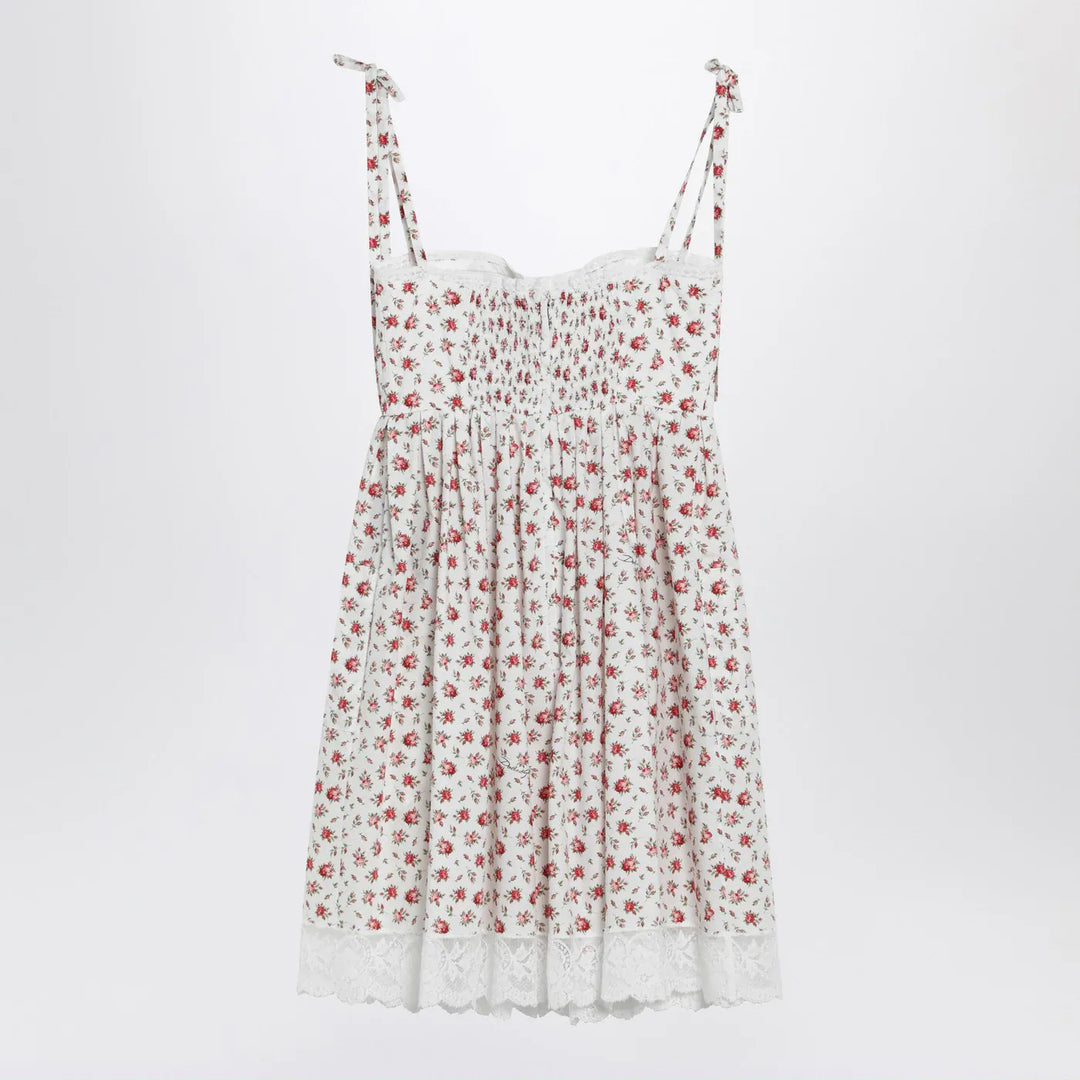 Dolce&amp;Gabbana - White mini dress with Roselline print Brand Apparel &amp; Accessories