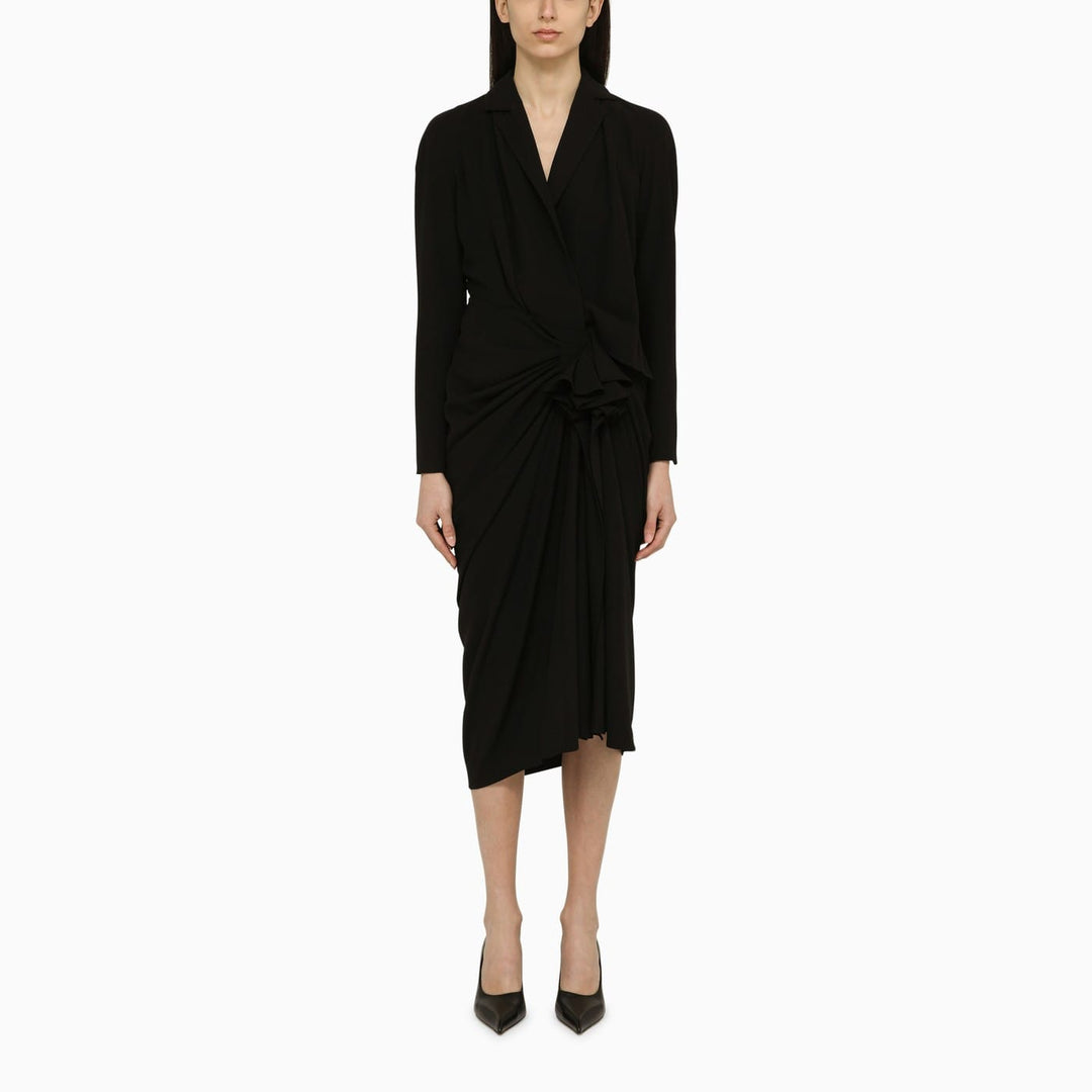 Apparel &amp; Accessories 38  FR Dries Van Noten - Black wool-blend dress with drape Brand