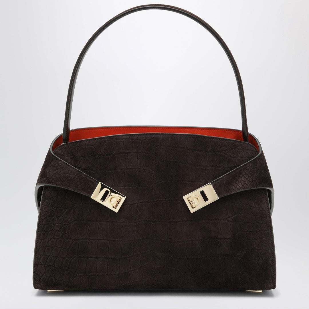 Apparel &amp; Accessories TU Ferragamo - Hug Soft M shoulder bag in Natural crocodile-effect Brand
