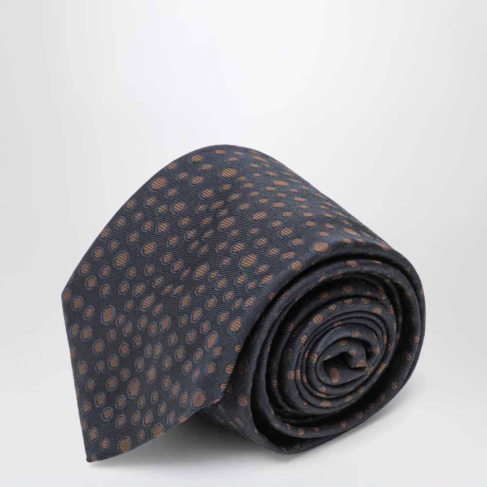 Ferragamo - Marine/Brown polka-dot silk tie Brand Apparel & Accessories U