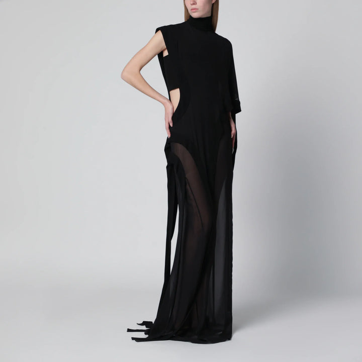 Francesco Murano - Long black one-shoulder silk dress Brand Apparel &amp; Accessories 40  IT