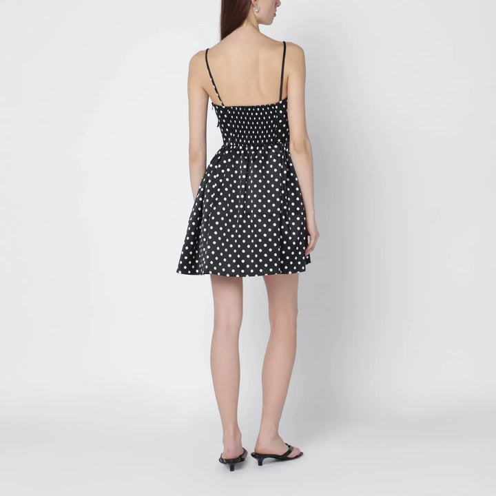 GANNI - Black satin mini dress with polka dots Brand Apparel &amp; Accessories