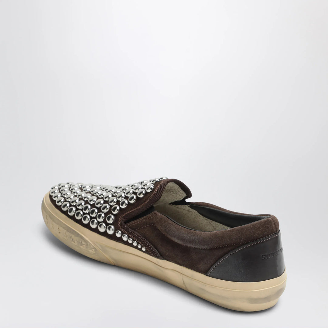 Golden Goose - Brown suede slip-on shoes with studs Brand Apparel &amp; Accessories