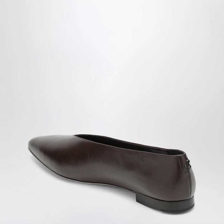 Jimmy Choo - Chocolate Leather Margot Ballet Flats Brand Apparel &amp; Accessories