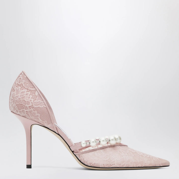Jimmy Choo - Pink Lace Décolleté with Pearl Decoration Brand Apparel &amp; Accessories 40 IT