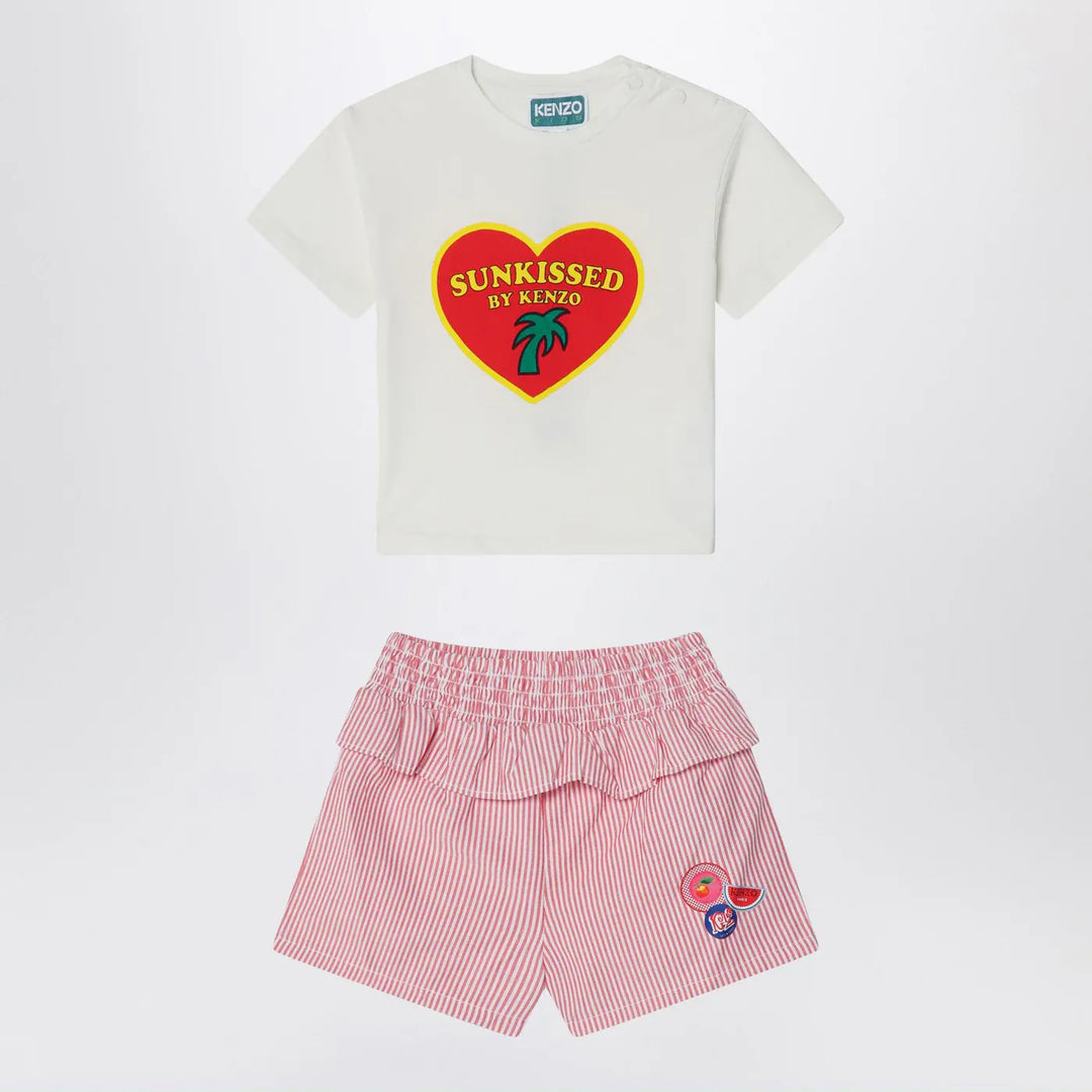 KENZO - White/red two-piece suit in cotton Brand Apparel &amp; Accessories 4Y