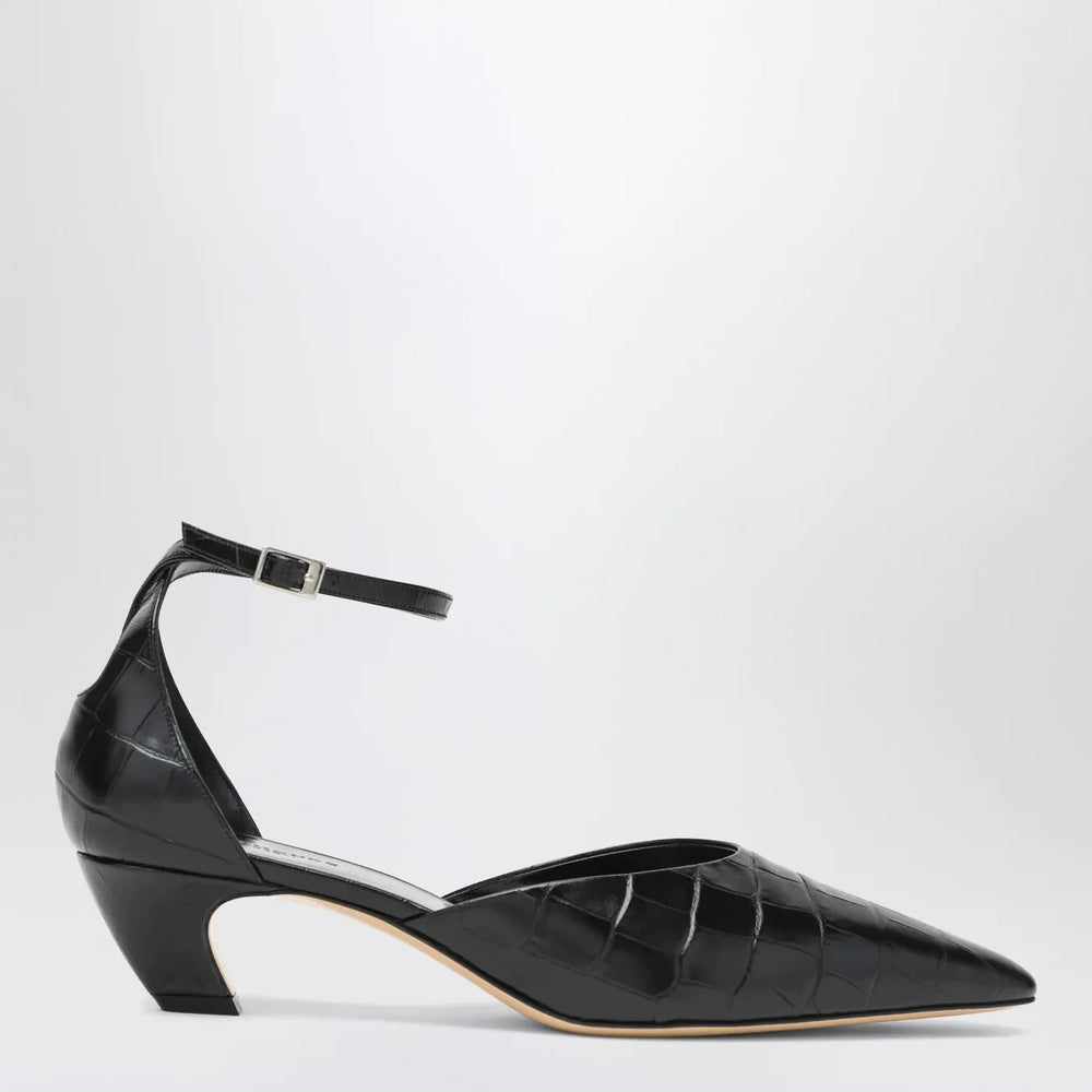 Le Monde Béryl - Black Victoria décolleté with crocodile print Brand Apparel & Accessories 36,5 IT
