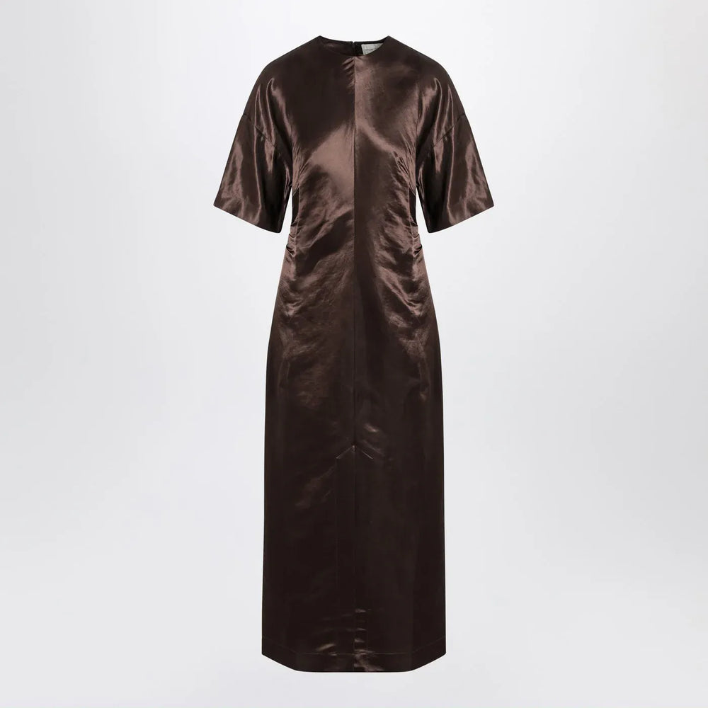 LouLou De Saison - Long brown dress in linen and silk Brand Apparel & Accessories S