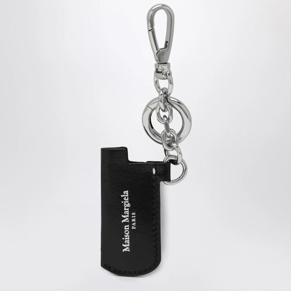 Maison Margiela - Black leather key holder with logo Brand Apparel & Accessories TU
