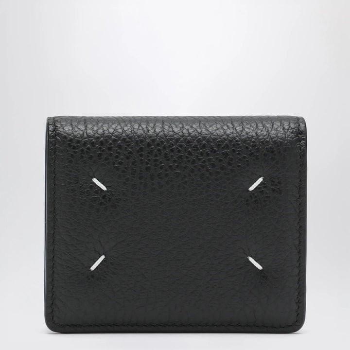 Maison Margiela - Four Stitches compact grained leather card holder in black Brand Apparel &amp; Accessories U