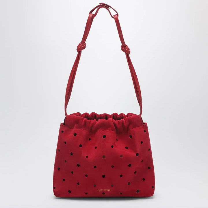 Manu Atelier - Romy perforated red suede pouch Brand Apparel &amp; Accessories TU