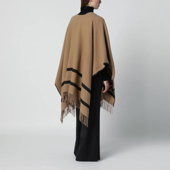 Max Mara - Camel jacquard wool poncho Brand Apparel &amp; Accessories TU