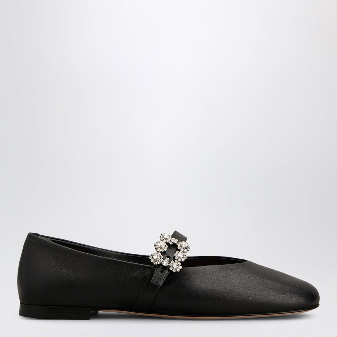 Apparel & Accessories ROGER VIVIER - Black leather Efflorescence ballet flats with a strap Brand