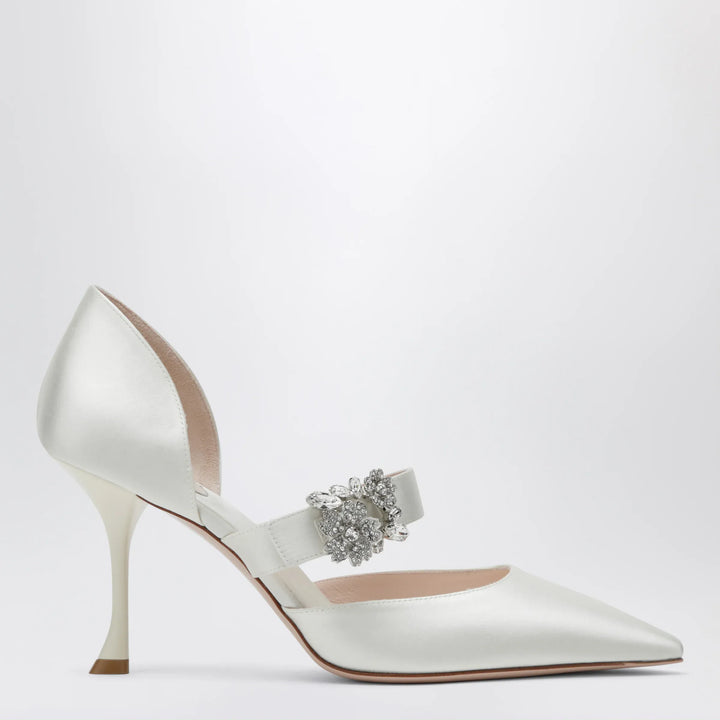 ROGER VIVIER - Mary Jane Dorsay Efflorescence in Light Blue Satin Brand Apparel &amp; Accessories 36 IT