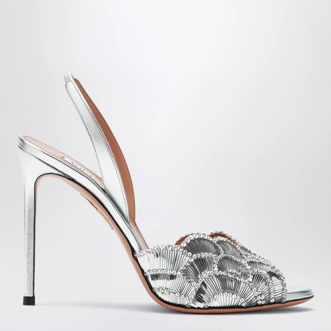 Aquazzura - Ce Soir silver sandals in nappa leather Brand Apparel &amp; Accessories > Shoes 36,5 IT
